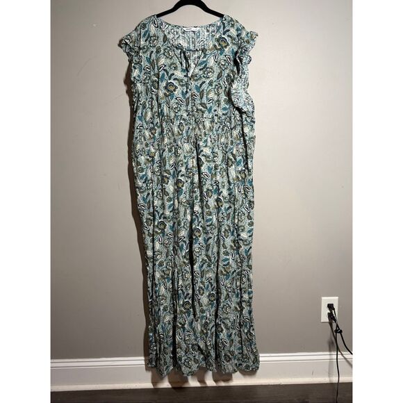 Sonoma ruffle cap sleeve smocked button down maxi dress plus size 4X - Picture 2 of 13